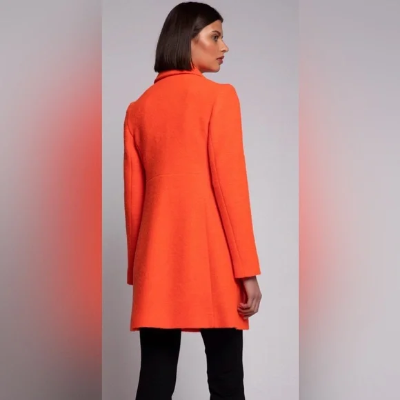 NWOT. Woman’s Vilagallo Lucia Neon Wool Blend Coat in Orange. Size 40 EU. - Picture 4 of 15
